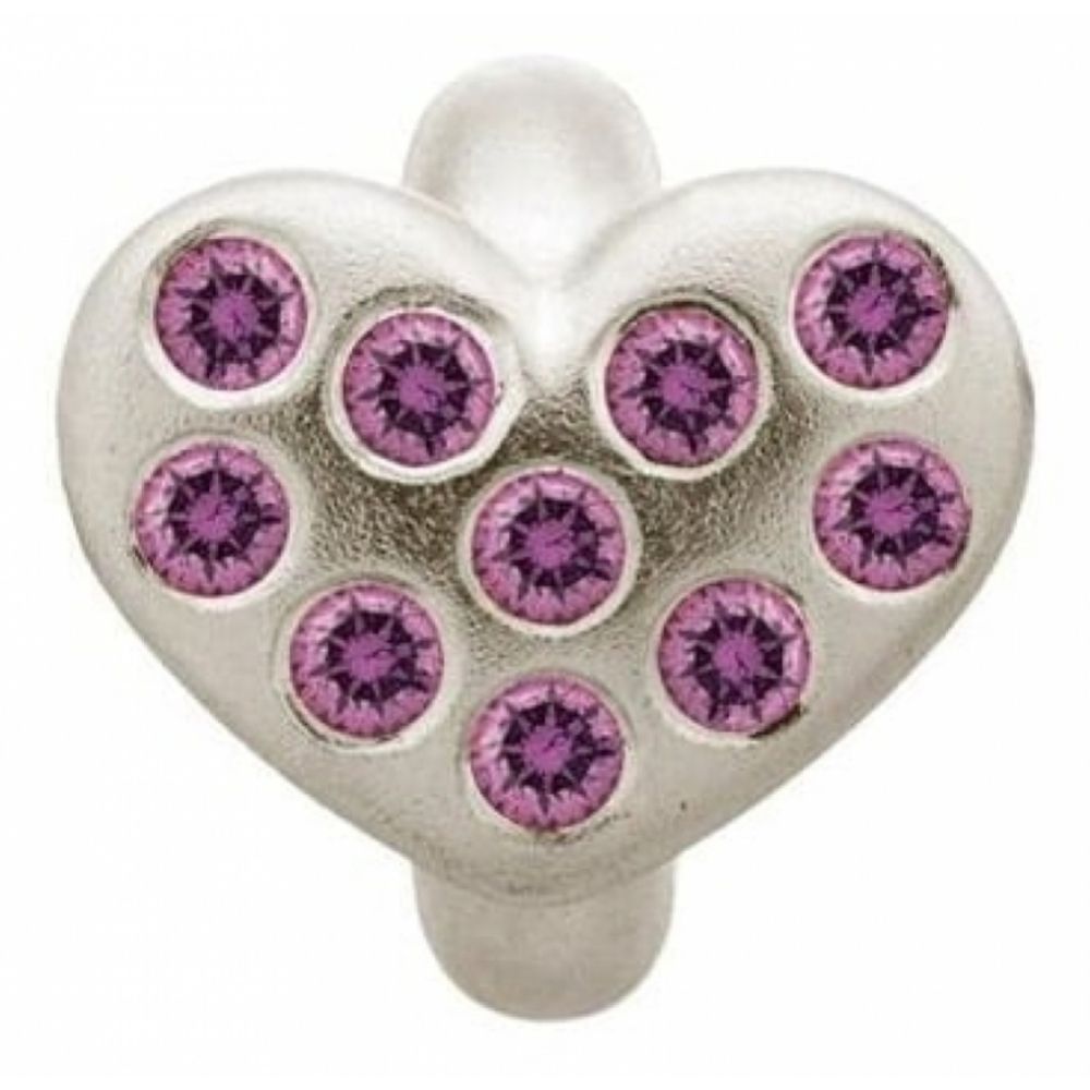 Sterling Silver Heart With Purple CZ Charm