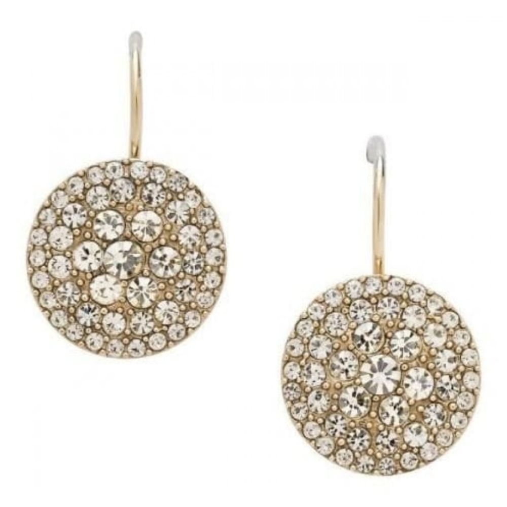 Ladies Gold IP Steel Crystal Hook Earrings