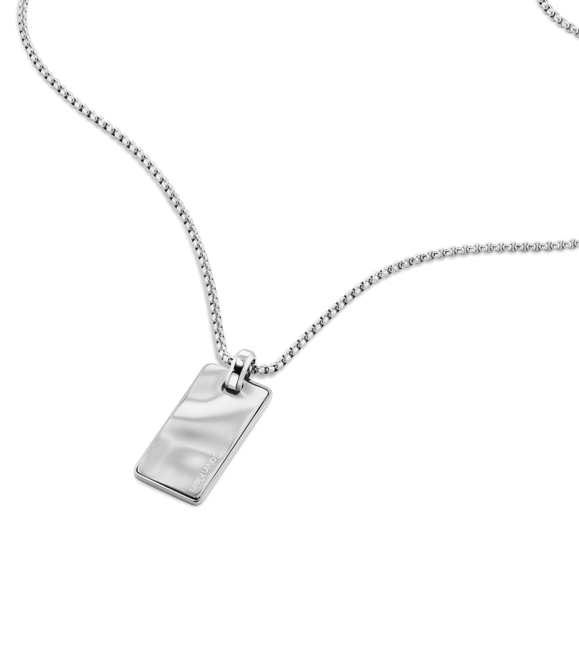 Metallic Waves Mens SS Dog Tag Necklace