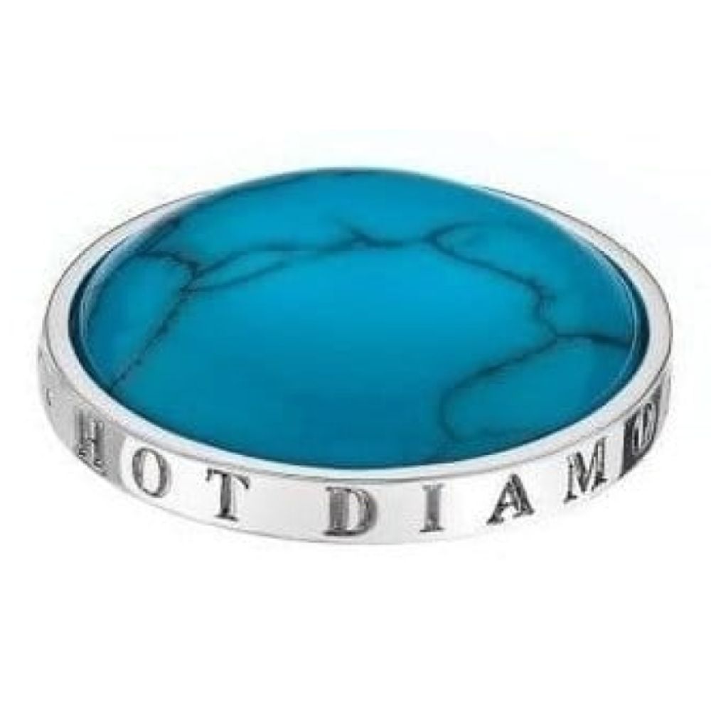 Ladies 25mm Turquoise Stone Silver Coin
