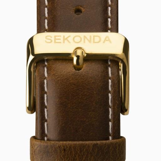 Gold Case With Green Dial & Brown Leather Strap Men's Heritage Watch