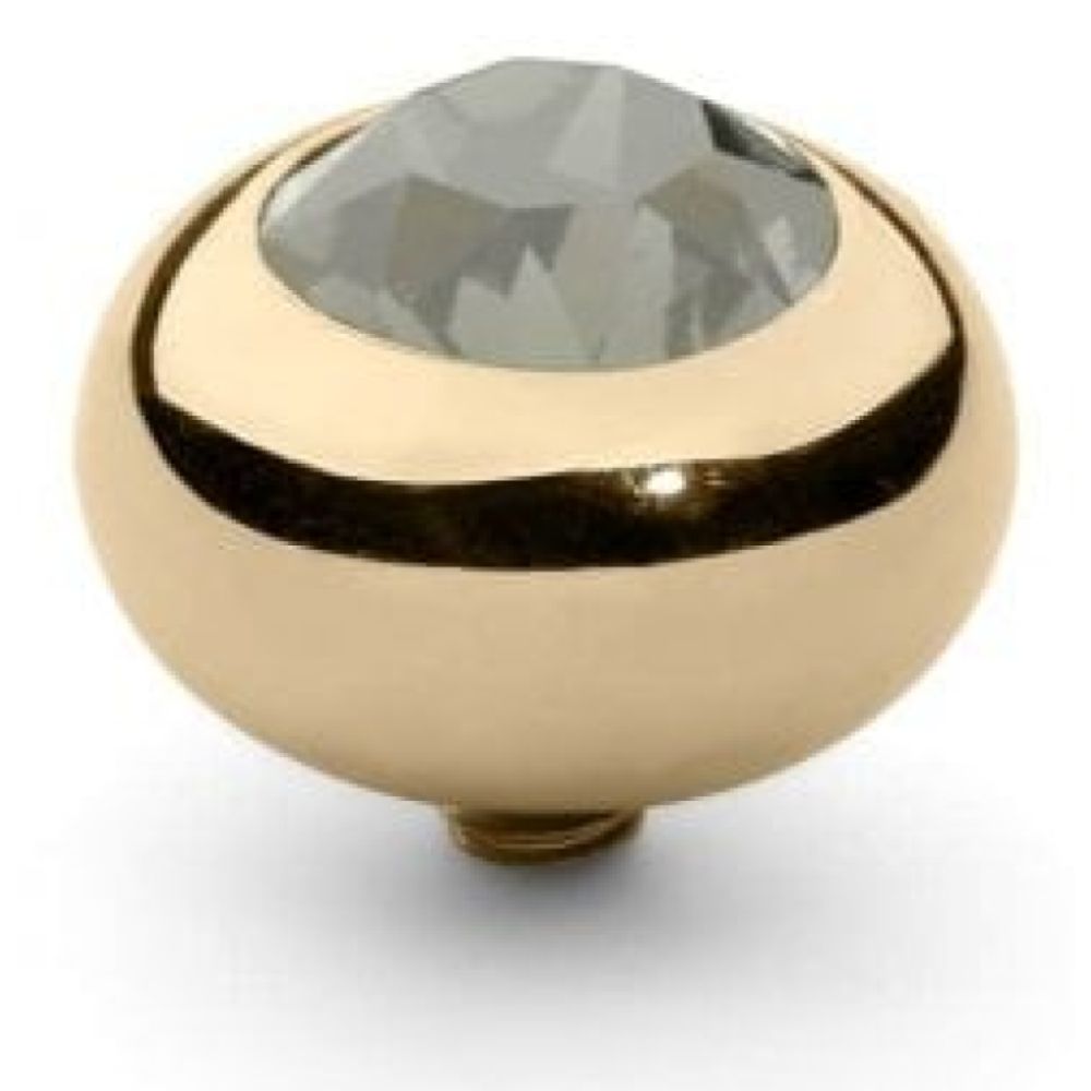 Famosa Gold 10mm Tondo Ring Top Light Grey Opal
