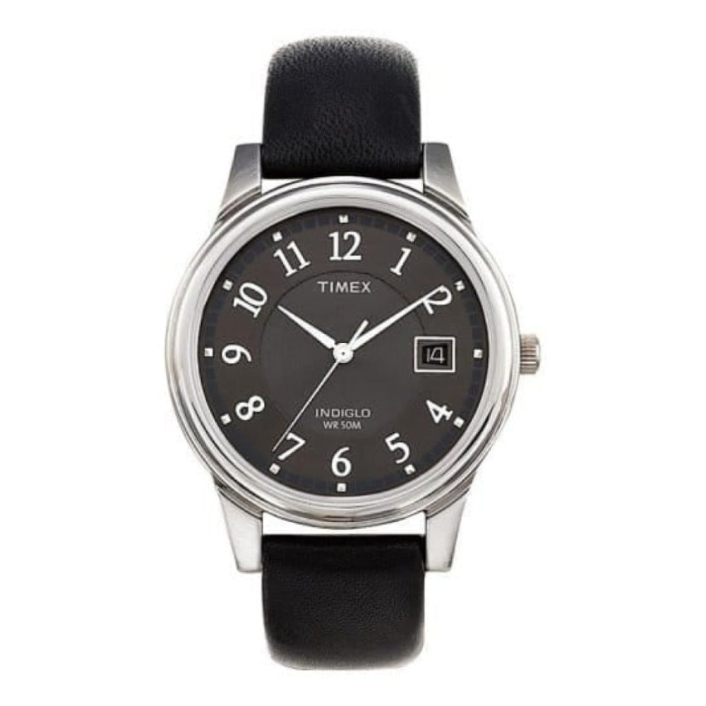 Gents Classic Smooth Black Leather Strap Watch