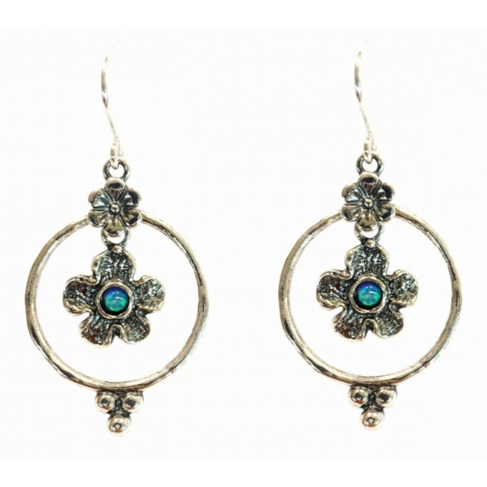 Earrings With Flower In Circle