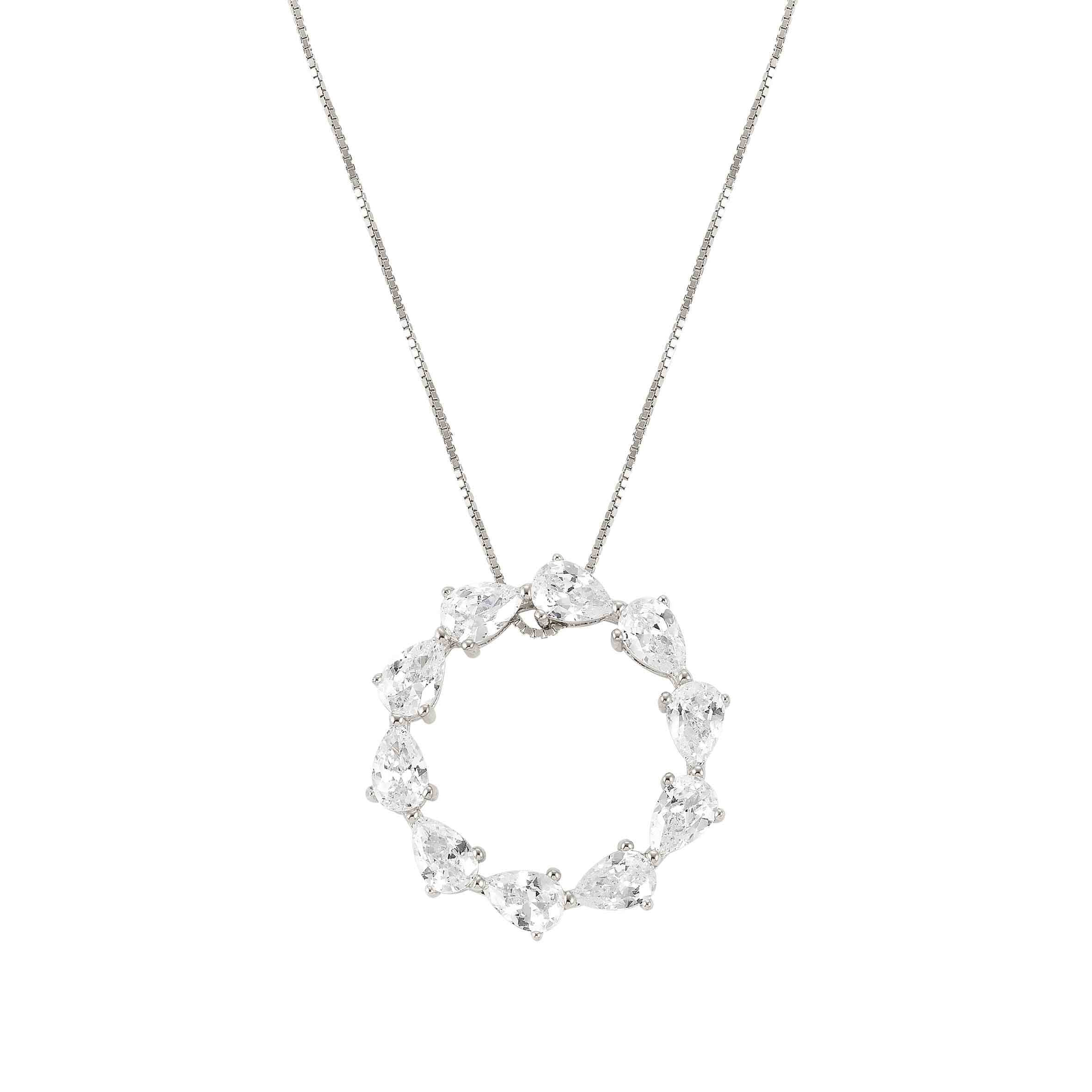 Colour Wave Necklace In Silver & White CZ