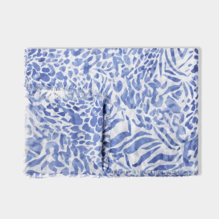 Animal Printed Scarf White / Blue