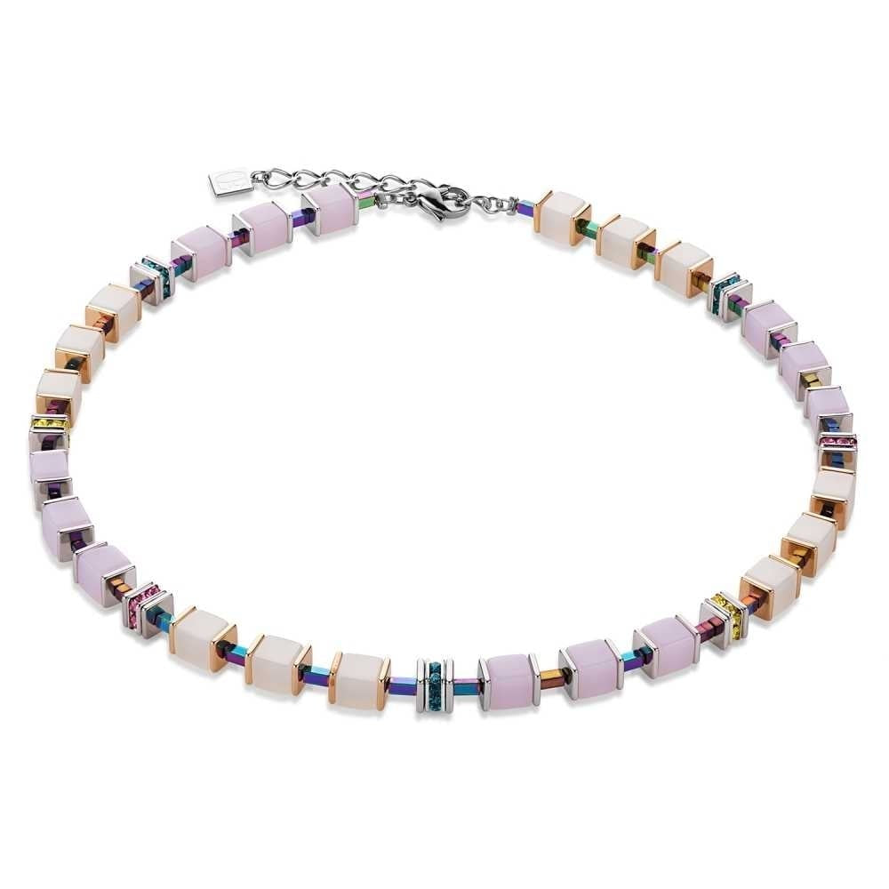 Rose & White Geo Cube Necklace