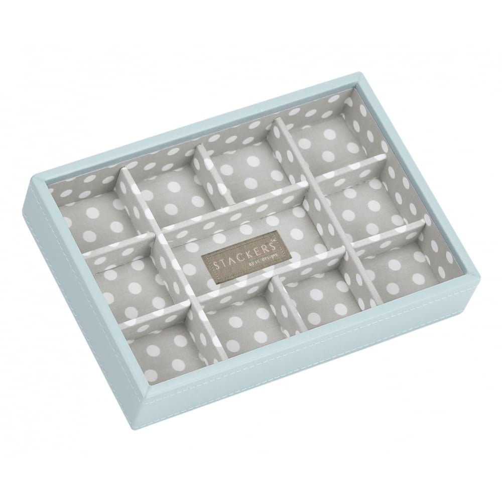 Duck Egg & Grey Polka 11 section Mini Open Stacker