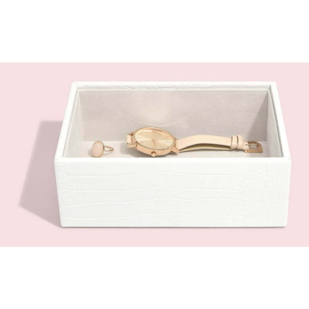 Chalk White Croc Mini Deep Open Stacker