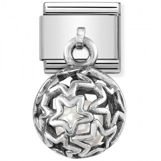 Composable Classic Charms Round Cages Stars White Pearl Link