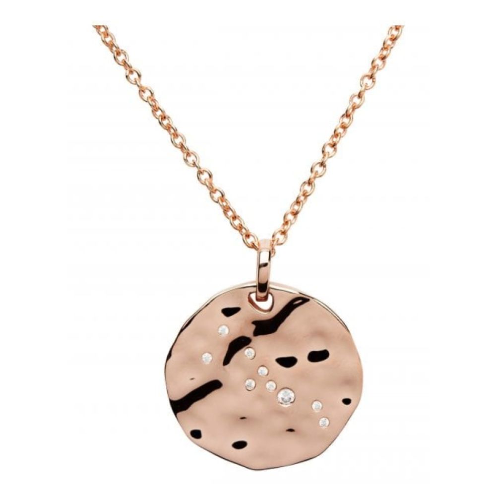 Silver 925 Pendant With Rose Gold Plating-Cz Incl.Chain. Taurus