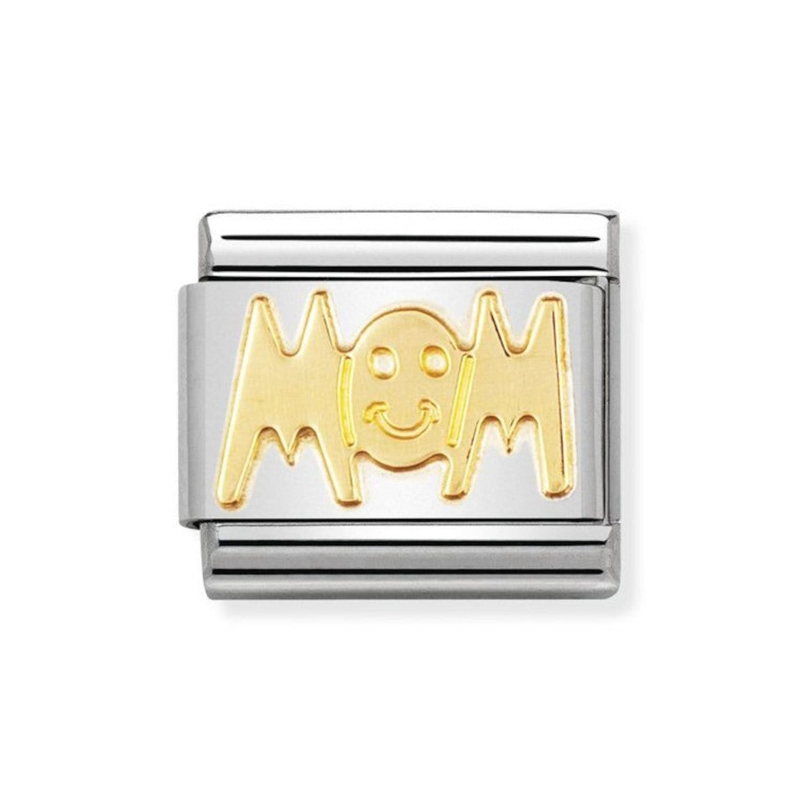 Classic MOM Writing In Stainless Steel With 18k Gold Charm