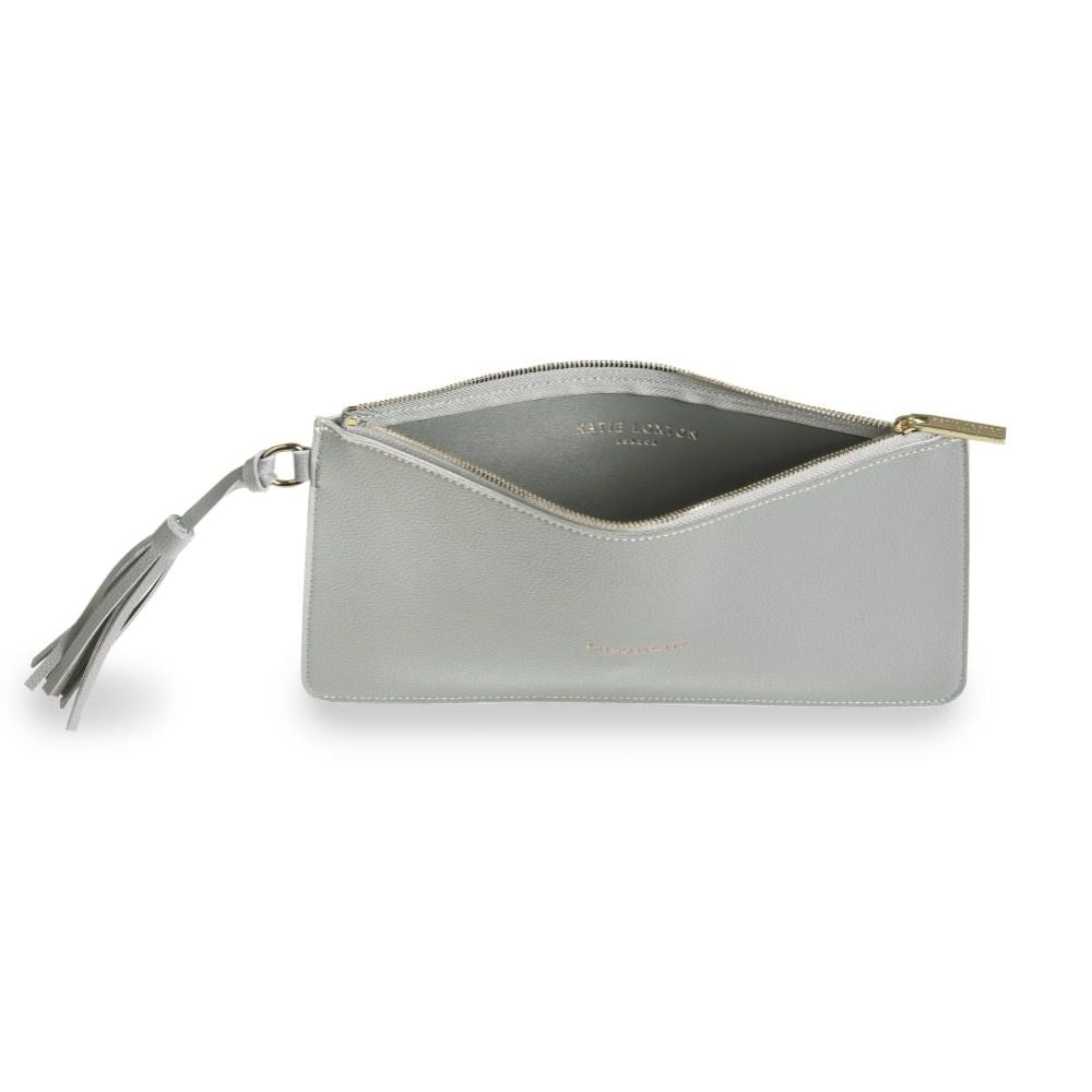 FLORRIE TASSEL POUCH - OH SO PRETTY - pale grey - 14.5x28cm
