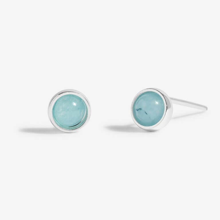 March Aqua Crystal Birthstone Boxed Earrings