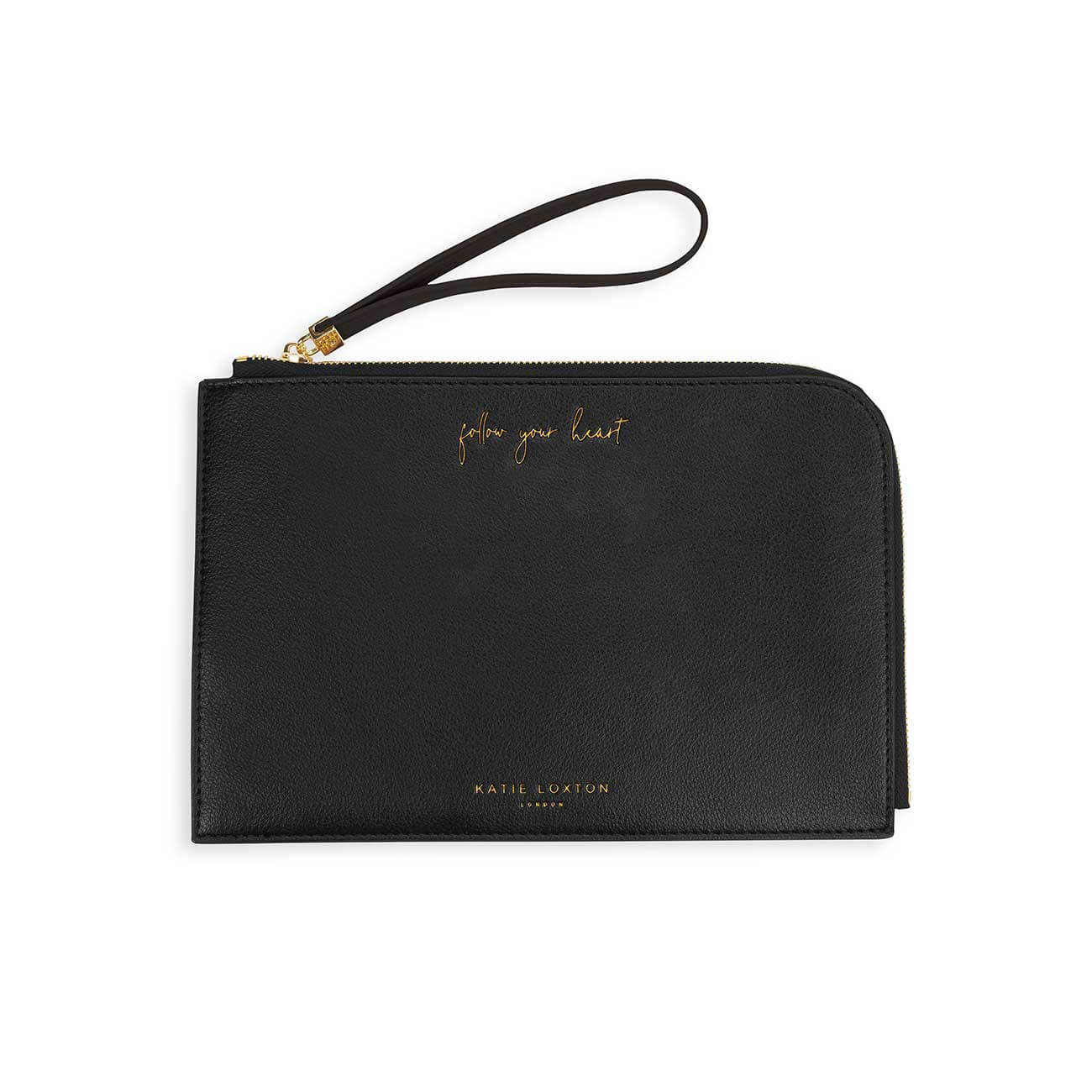 Secret Message Pouch | Follow Your Heart | The World Is Your Oyster | Black |