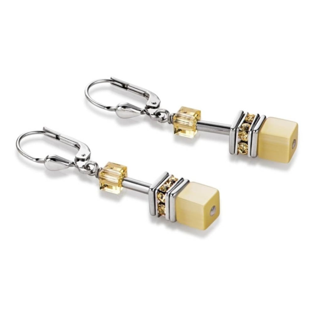 Geo Cube Pale Yellow Earrings