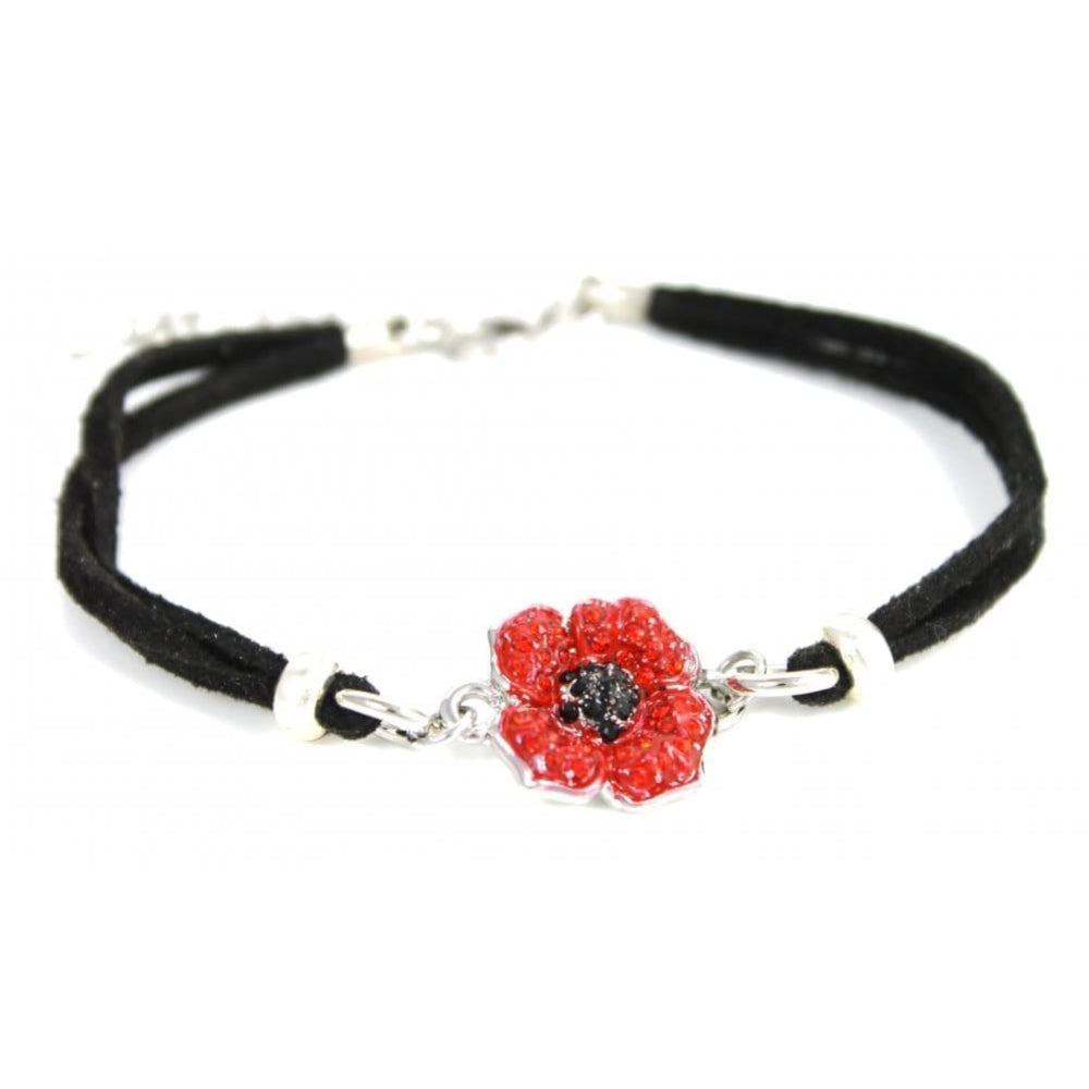 Crystal Poppy Suede Charm Bracelet