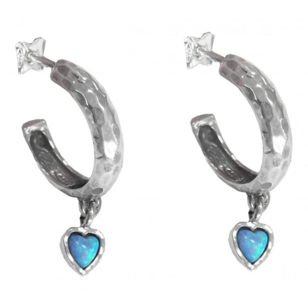 Earrings Half Hoop With Dangle Heart