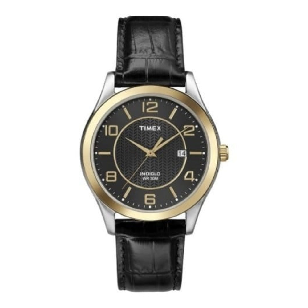 MENS TWOTONE RND CASE BLK STRP