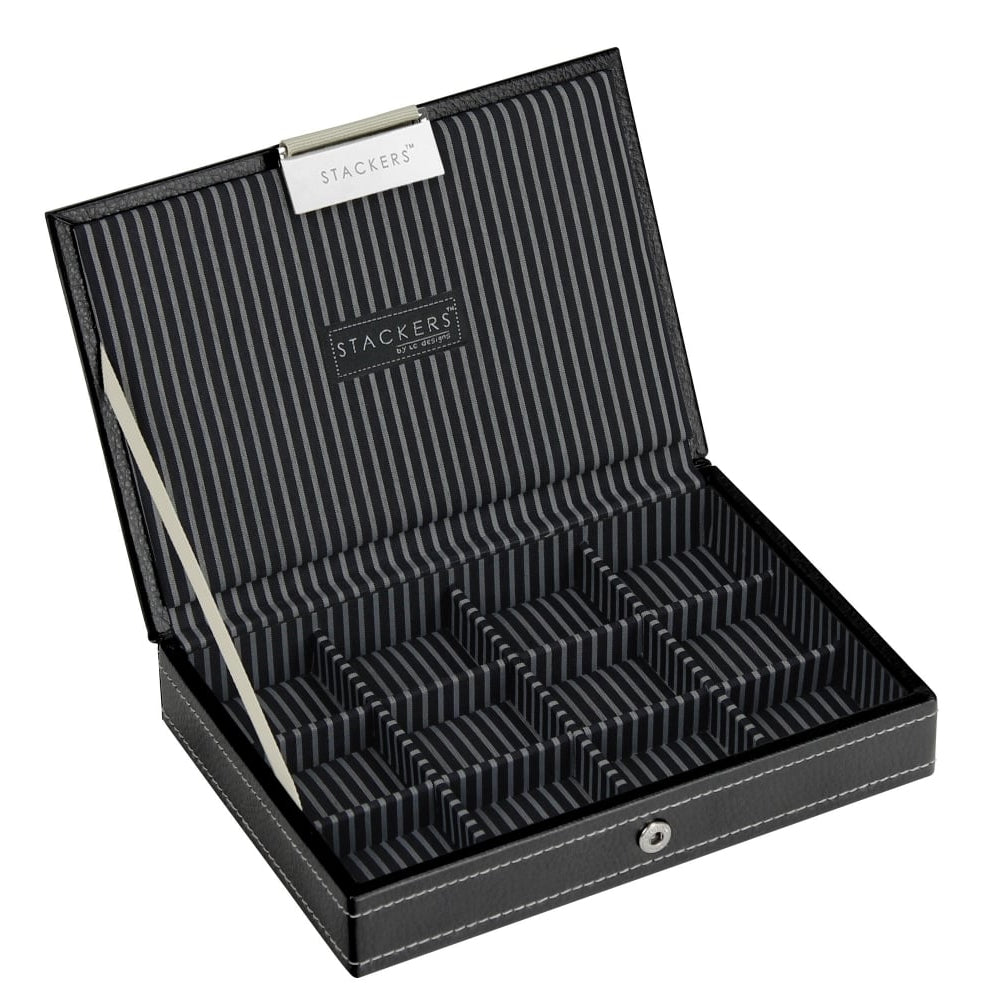 Blue Striped Mini Lidded Cufflink Box