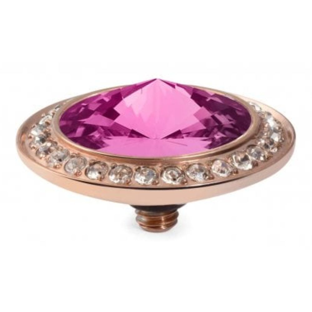 Famosa Rose Gold 16mm Tondo Deluxe Ring Top Fuchsia