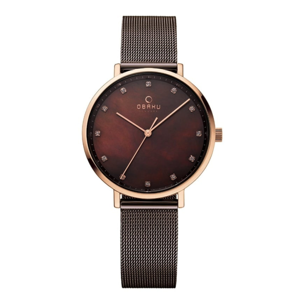 VEST - WALNUT Rose Gold Mesh Bracelet Watch