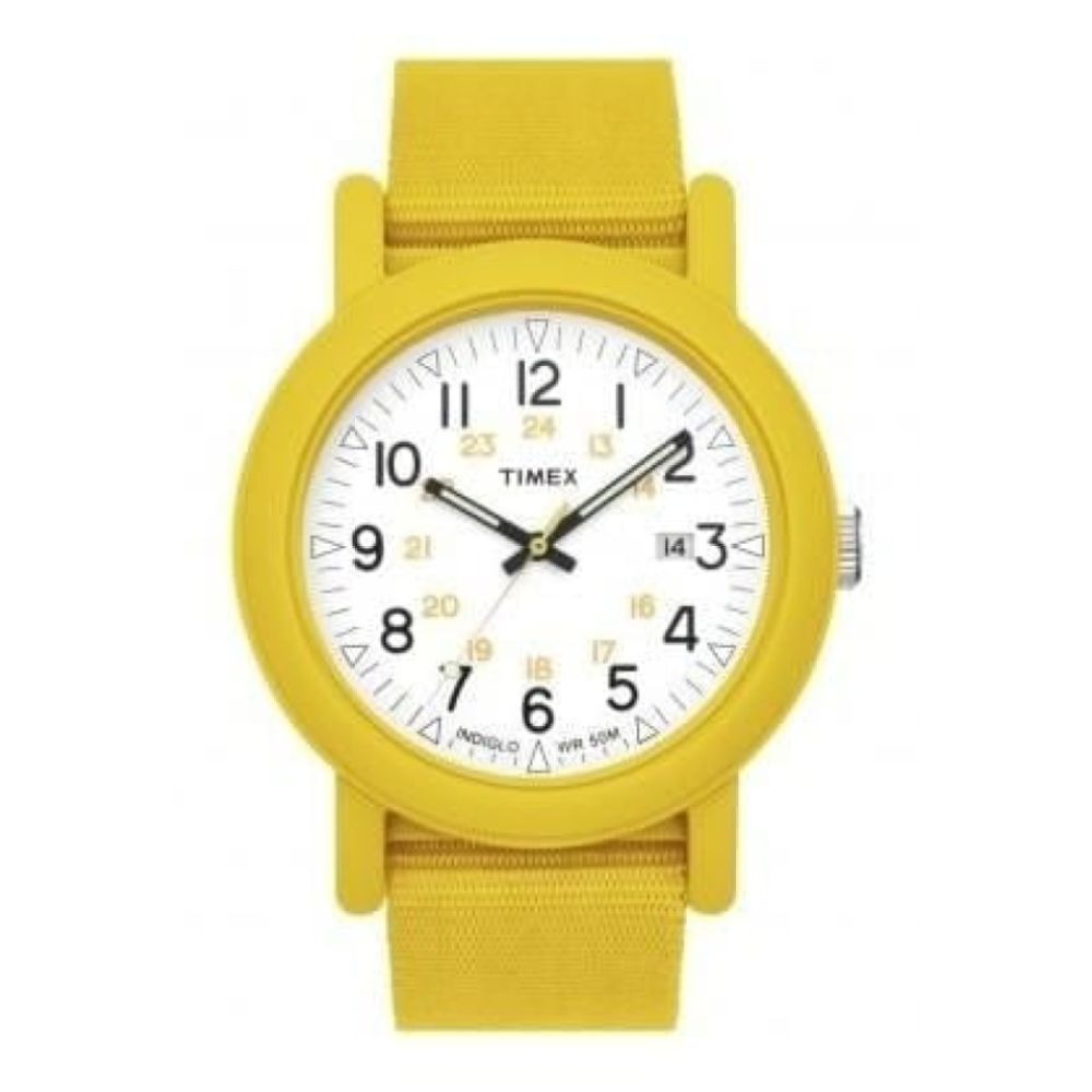 Ladies Yellow Fabric Camper Strap Watch