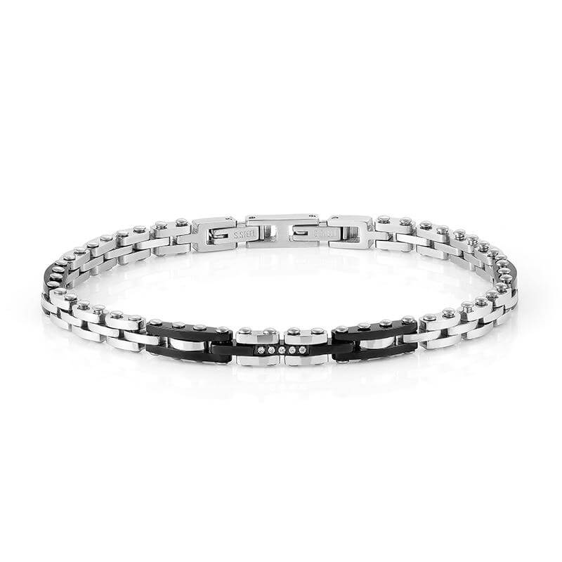 Strong Bracelet Steel and CZ Mix 1