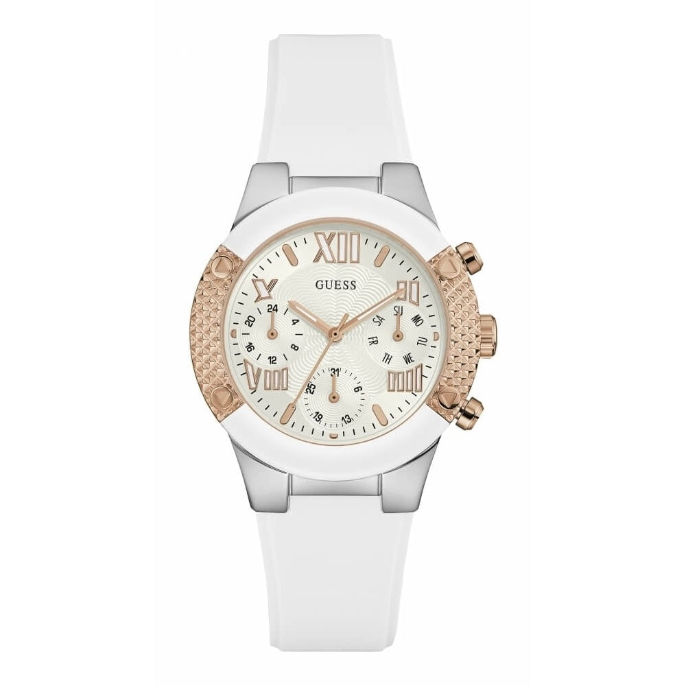 Rose Gold Circle Stainless Steel Day Date Ladies Wristwatch