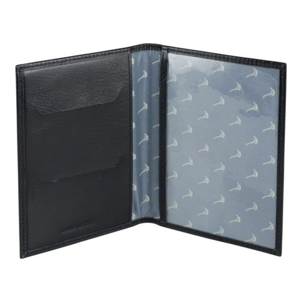 Leather Passport holder with Pheasant lining -Black