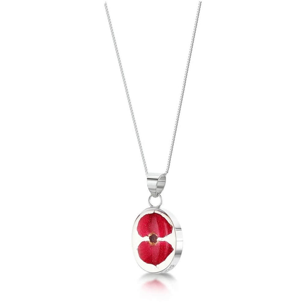 Silver Pendant - Poppy - Oval