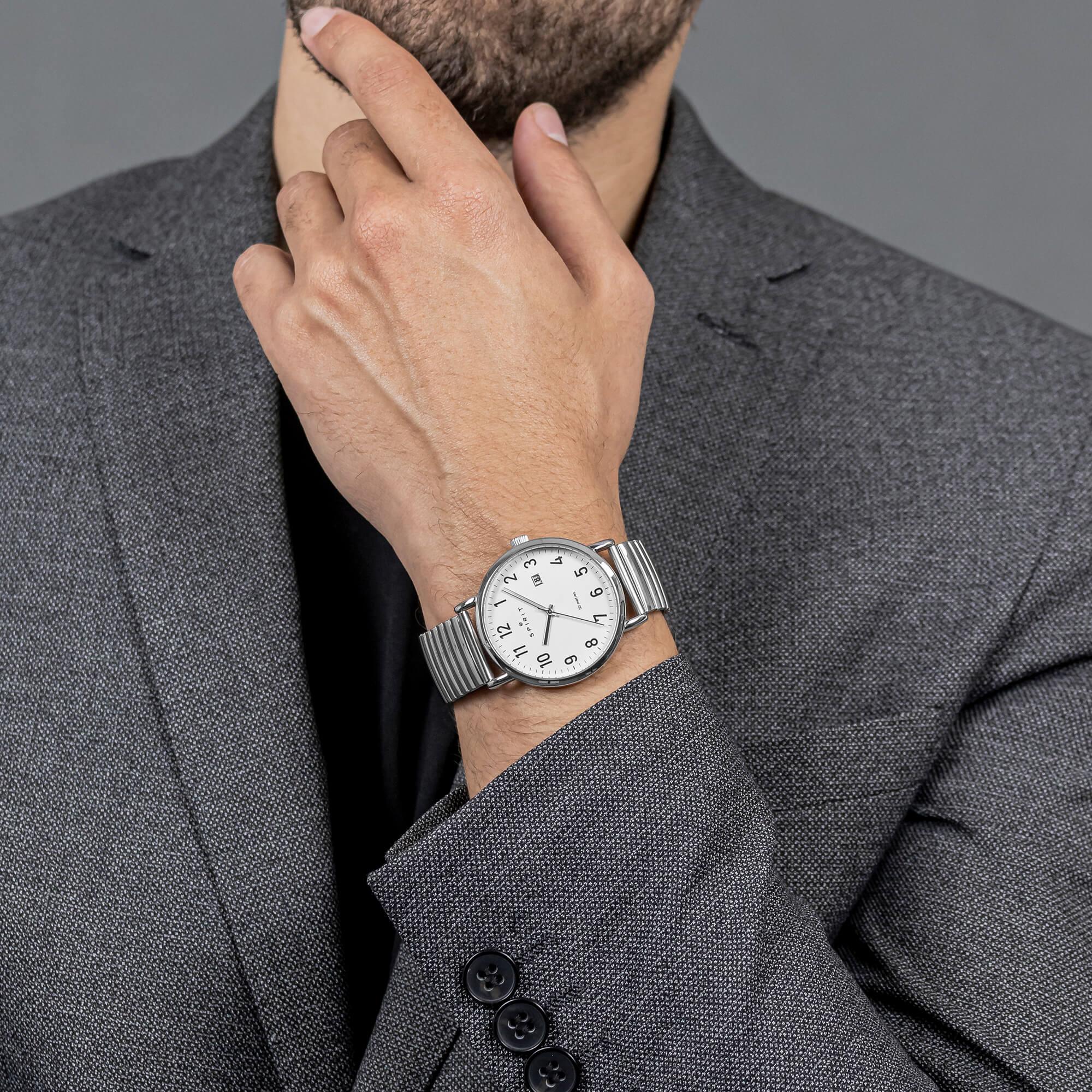 Gents Polished Pale Silver Expander Watch