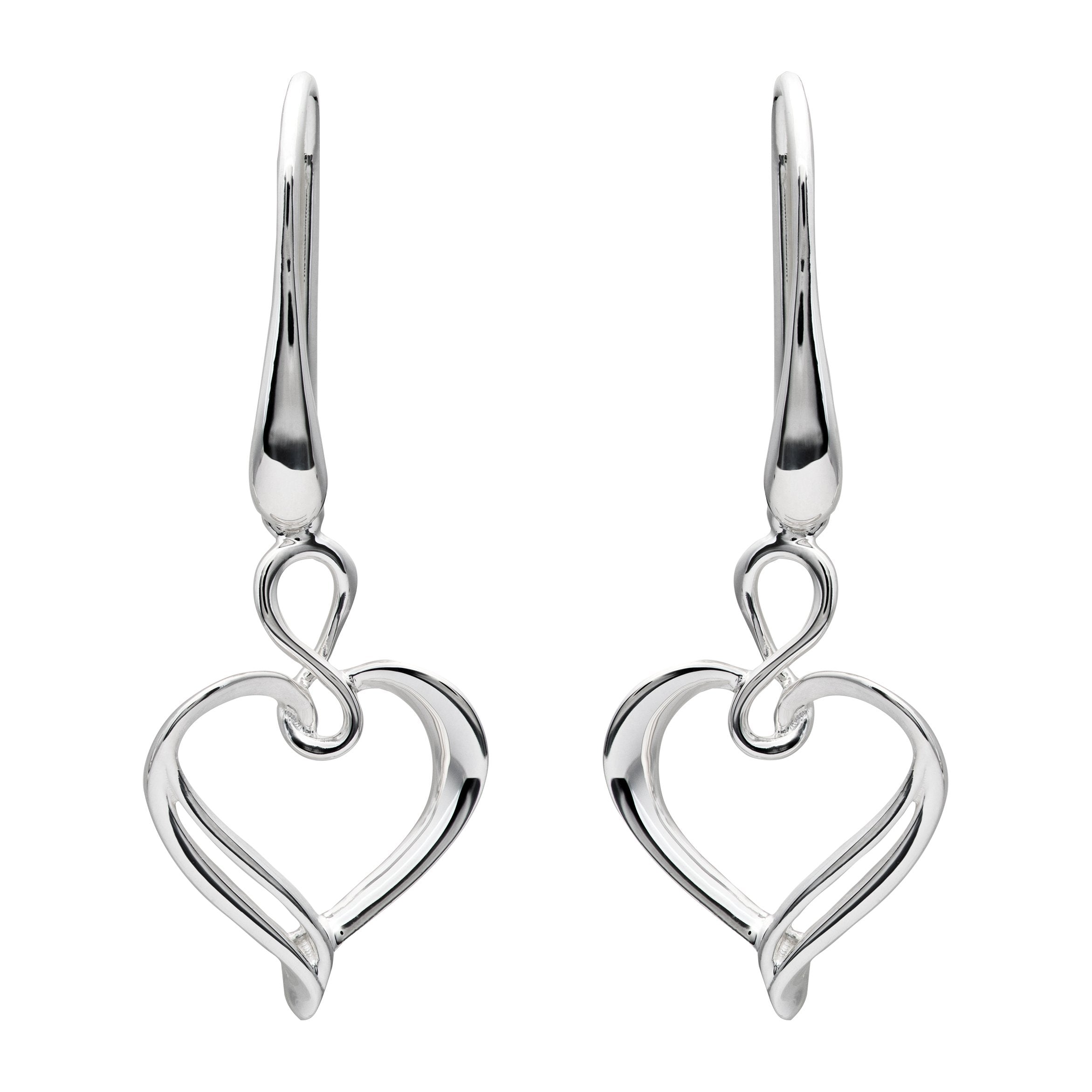 Sterling Silver Heart Drop Earrings