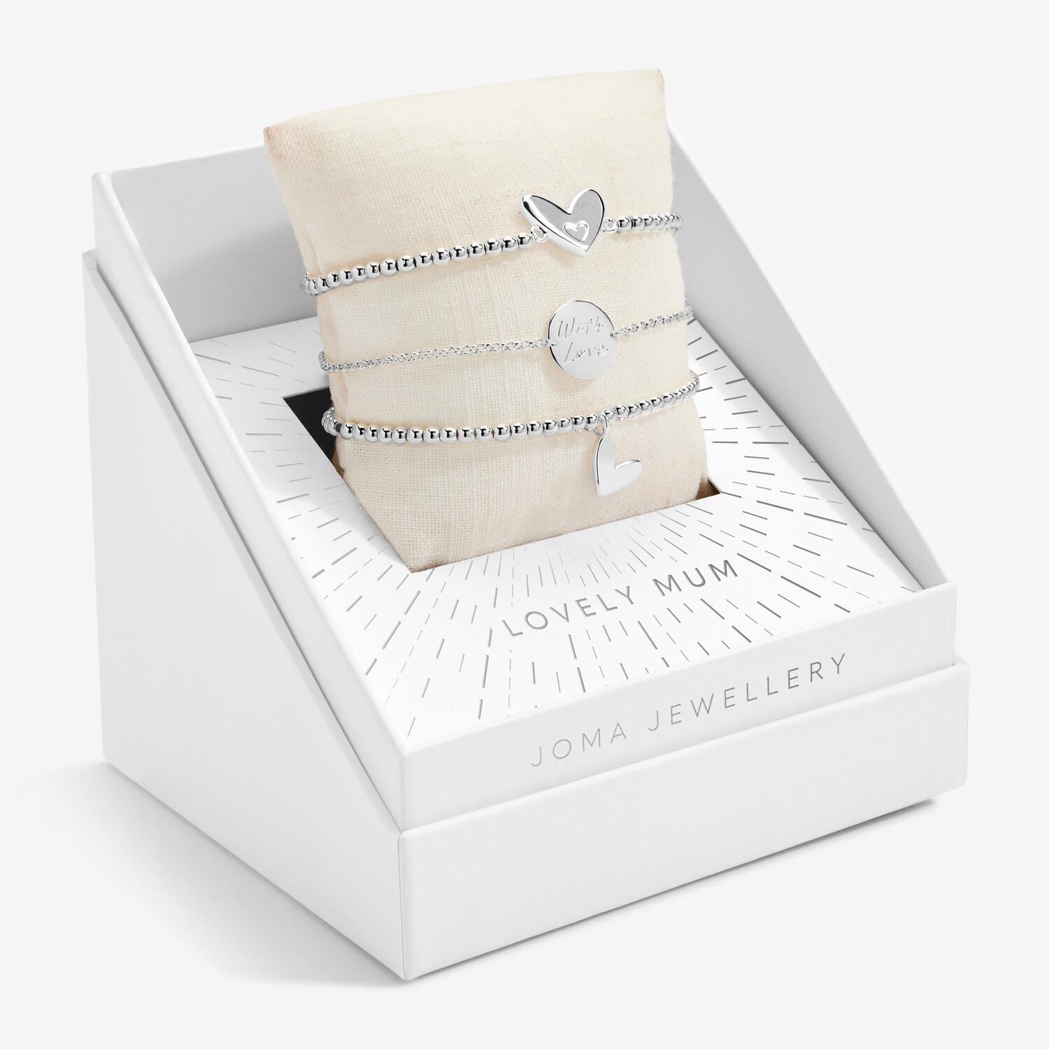 Celebrate You Gift Box 'Lovely Mum' Set of 3 Silver Bracelets