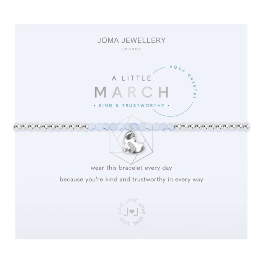 A Little | Birthstone March Aqua Crystal | Bracelet | 17.5cm Stretch