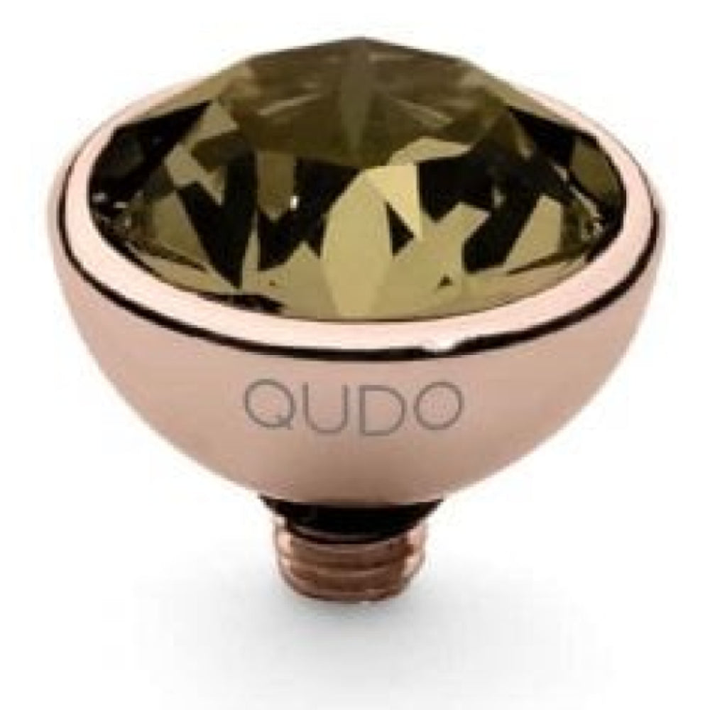 Famosa Rose Gold 10mm Bottone Ring Top Smoky Quartz