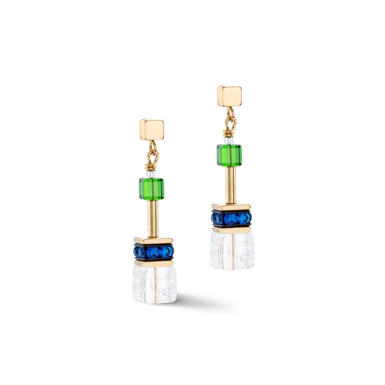 GeoCUBE Iconic Nature Earrings With Stickpin In Multicolour & Gold