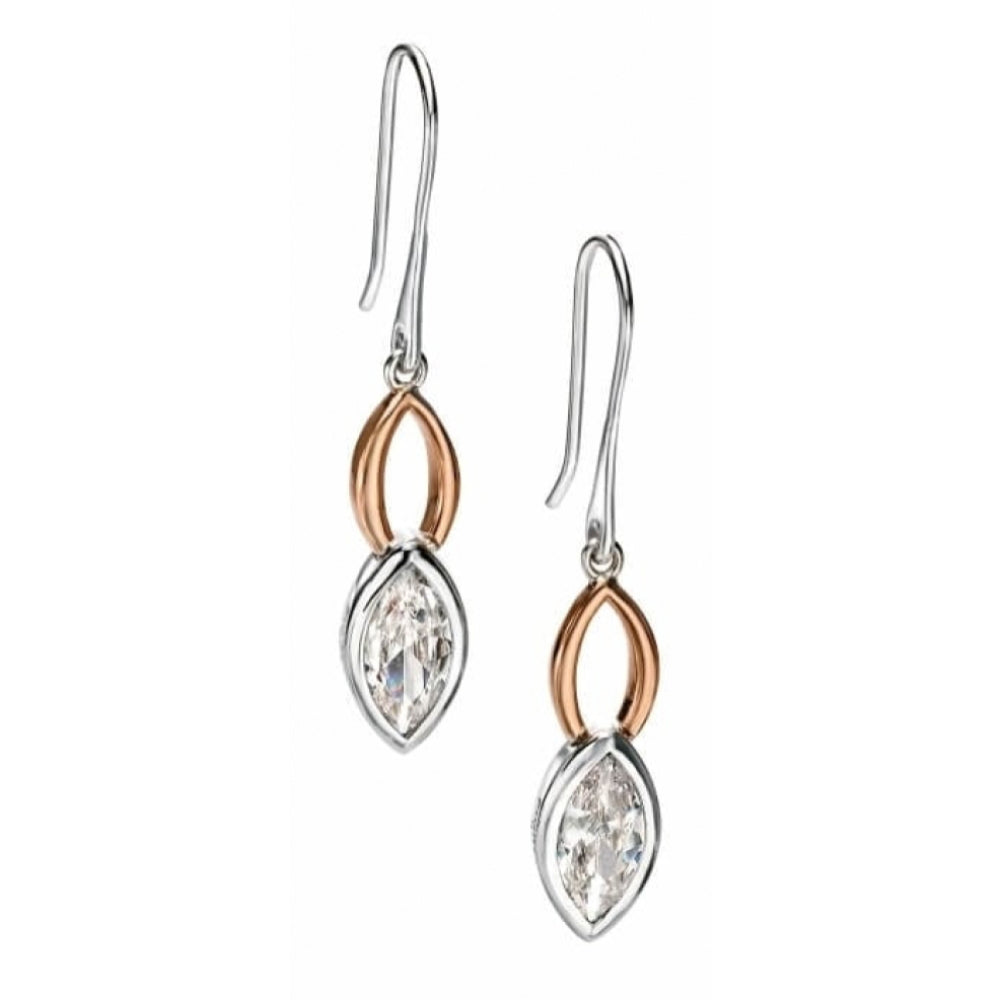 Rose Gold Plated & Clear CZ Drop Earrings