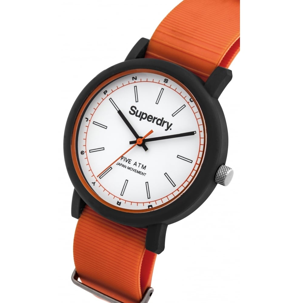 Campus Nato' Orange Silicone Strap Watch With White Dial