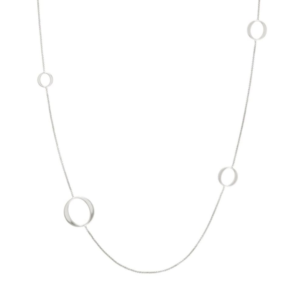 Long Silver Circle Necklace