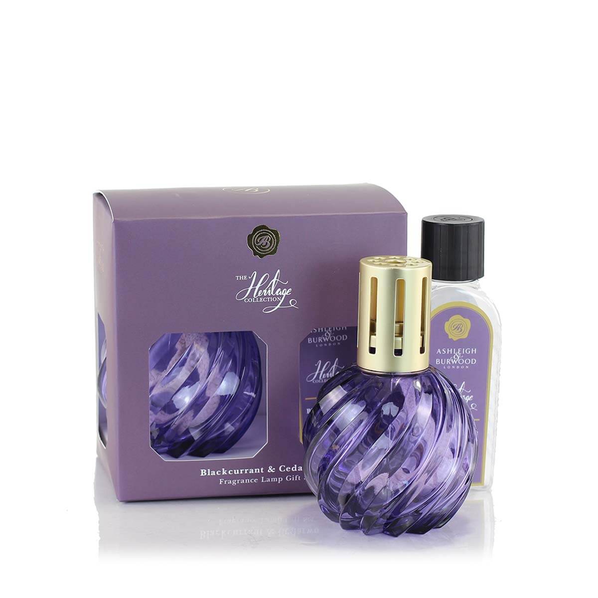 Spiral Glass Fragrance Lamp Gift Set- Purple