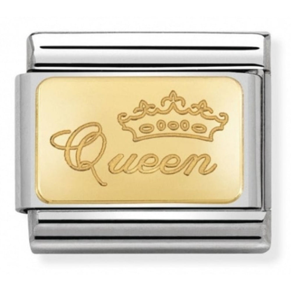 Composable Classic Engraved Queen In Stainless Steel With 18k Gold Charm