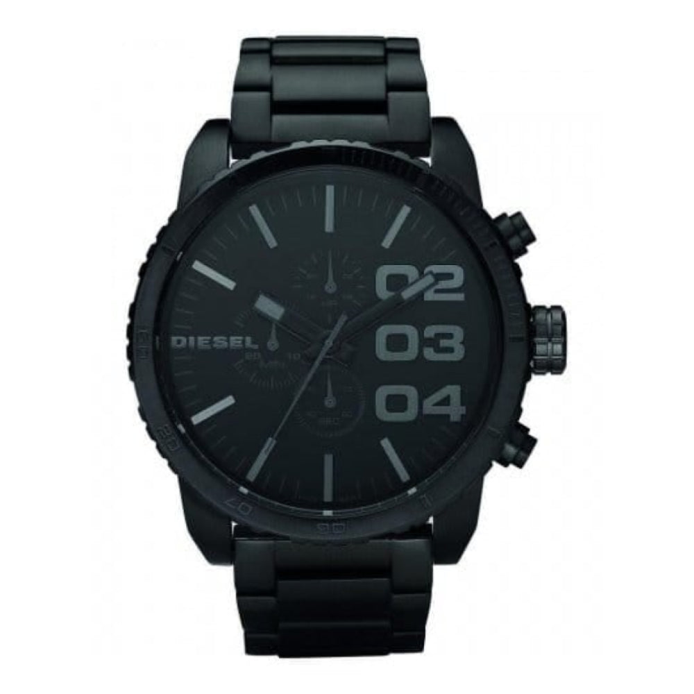 Men's XL Black IP Stainless Steel Chrono Bracelet Watch