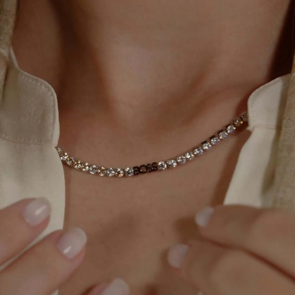 Kassy Precious Rose Crystal Tennis Ladies Necklace