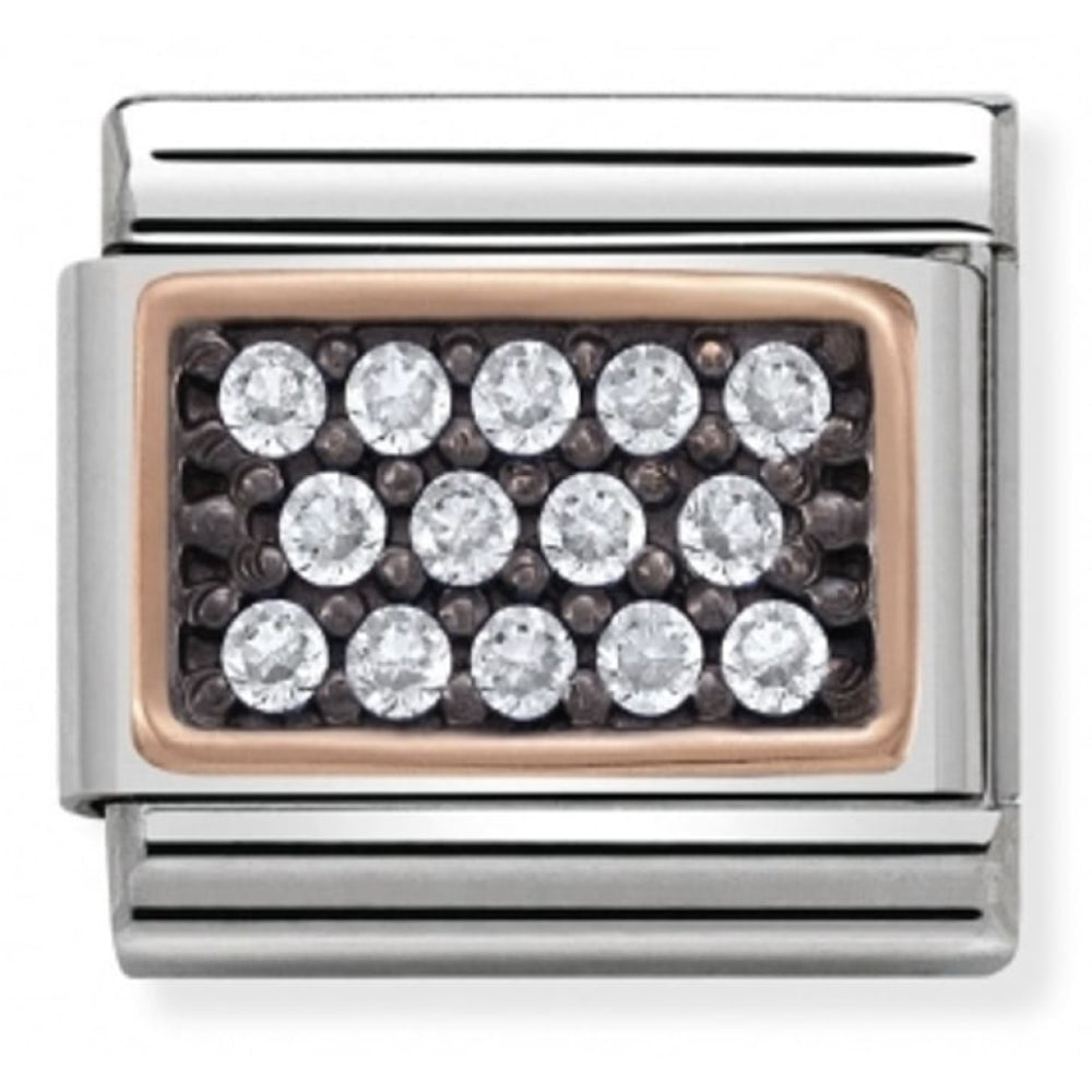 Classic White CZ Pave Rose Gold Rectangle