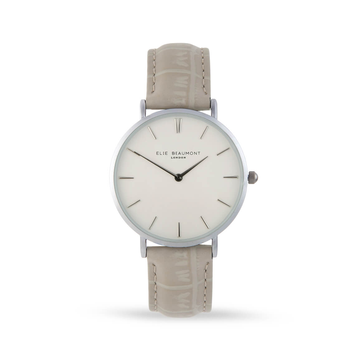 Sloane Light Stone Croc Leather Silver Case