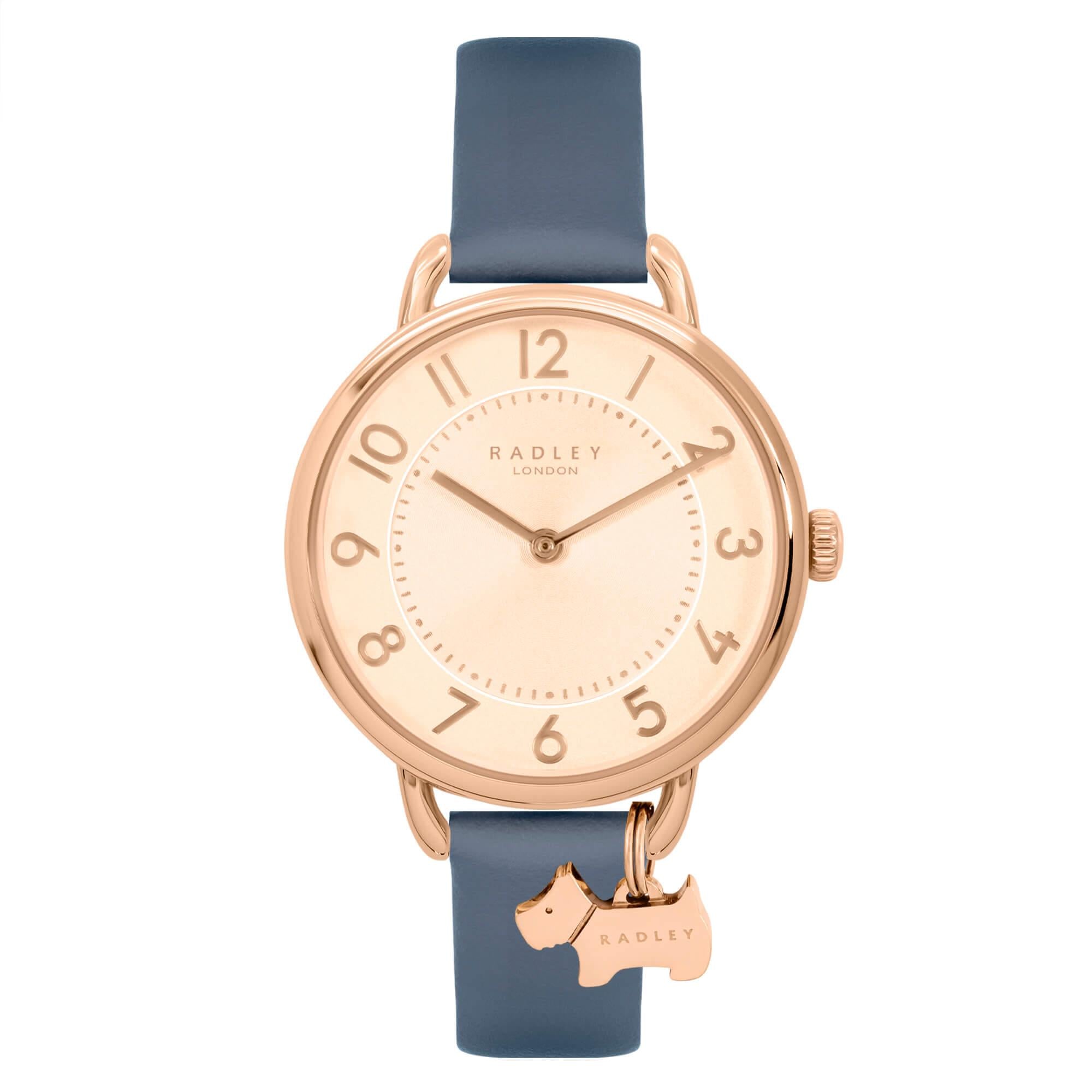 Ladies RG Tone Open Shoulder Case Blue Strap Watch