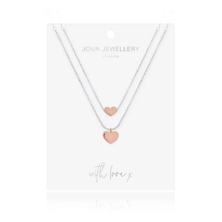 Luella | Heart Necklace | Silver And Rose Gold | Necklace | 45cm 40cm + 5cm Extender