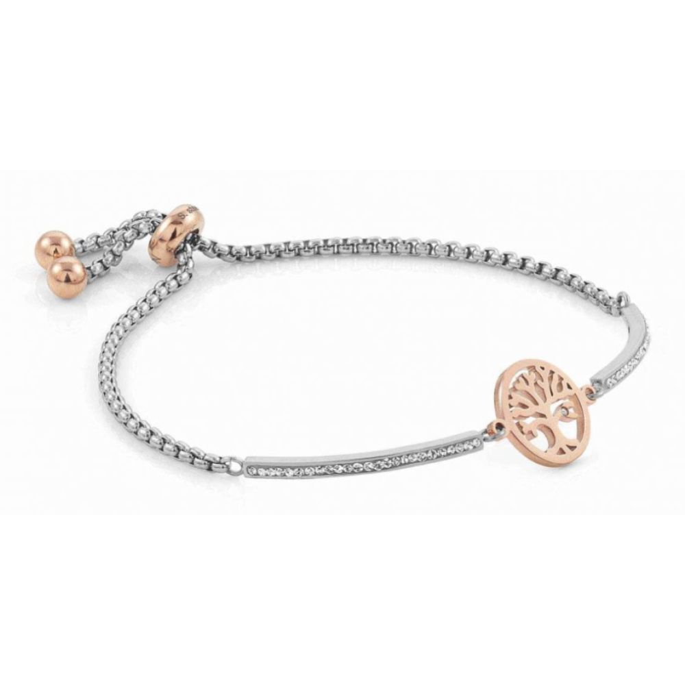 Milleluci Rose Gold Finish Tree of Life Toggle Pav Half Bangle Bracelet