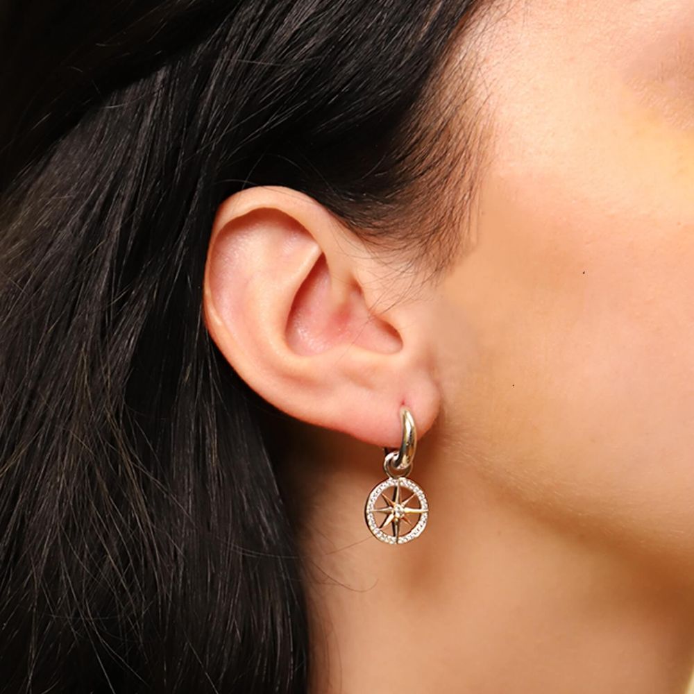 Two Tone Wind Rose CZ Ear Charm